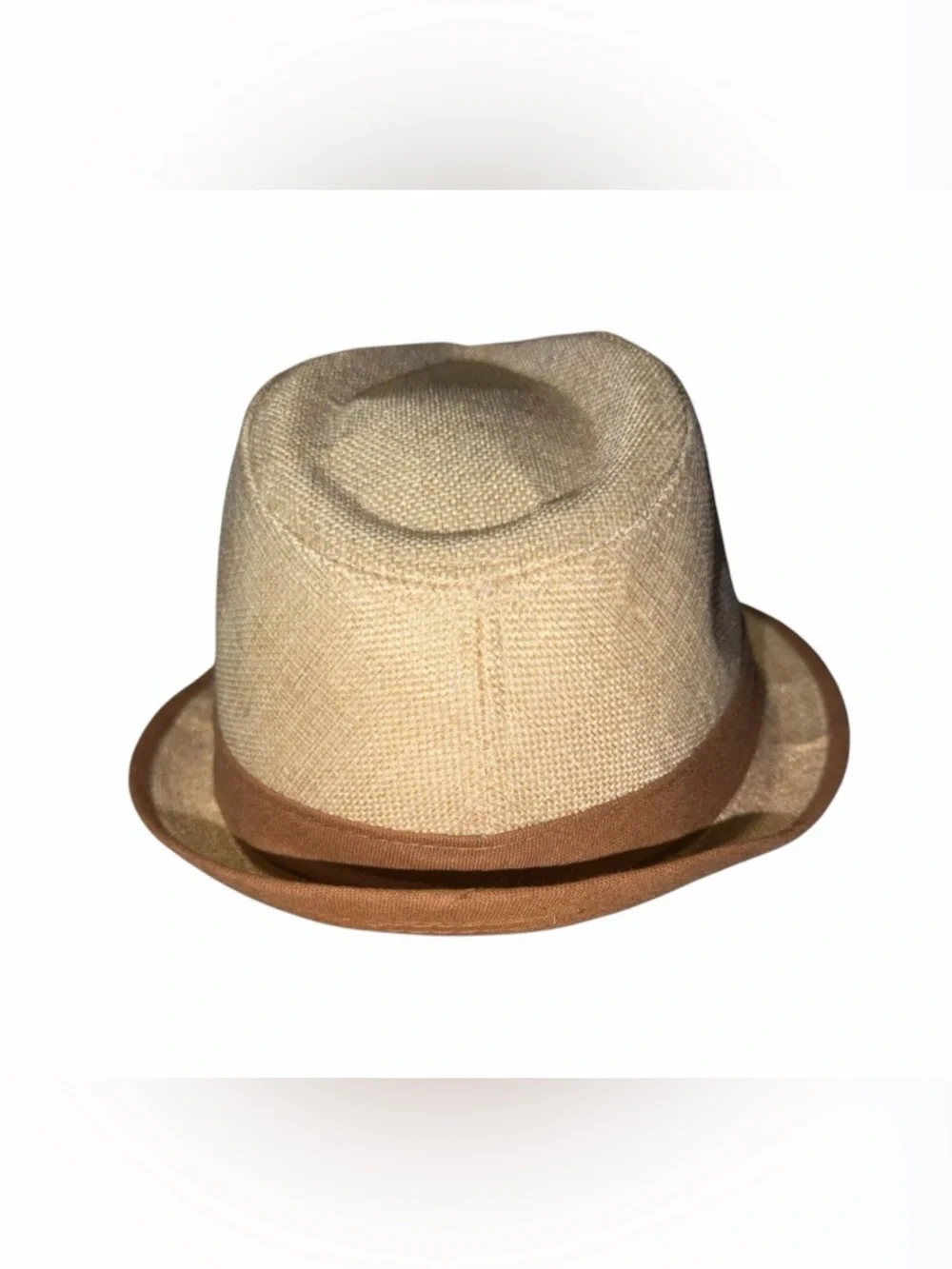 Tan and Brown Straw Fedora Hat